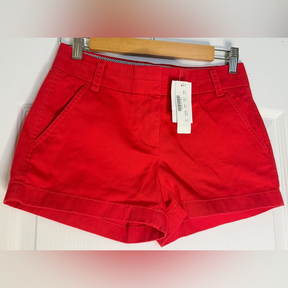 J. Crew Bright Red Cotton Chino Cargo Shorts